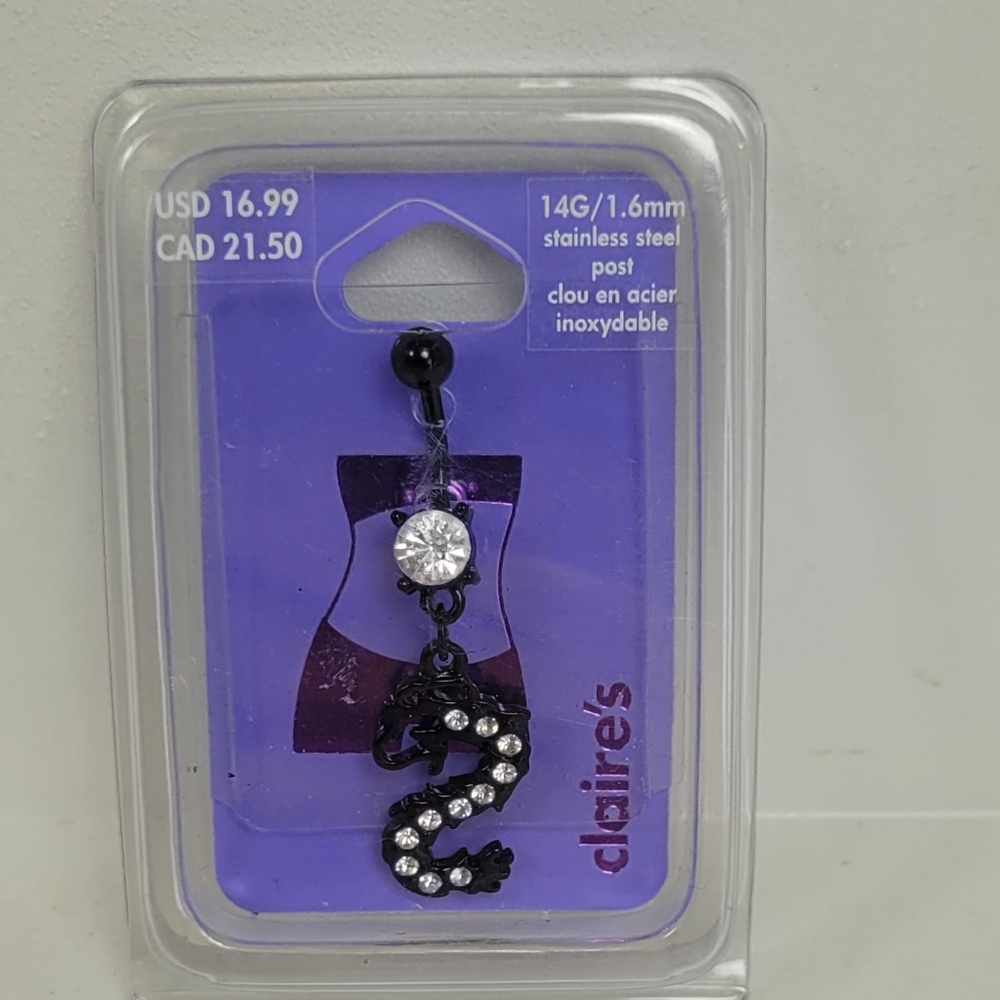 Claire's Black and Silver Dragon Earring